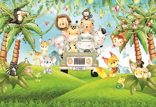 Jungle Cuteness Backdrop (Material: Vinyl)
