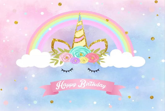 Rainbow Unicorn Backdrop (Material: Vinyl)