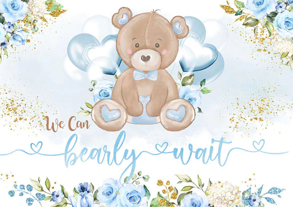 Blue Teddy Backdrop (Material: Vinyl)