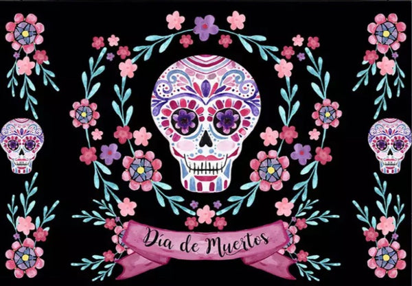 Day of the Dead with Flores Backdrop (Material: Vinyl)