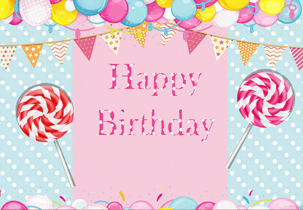 Candy Birthday Backdrop (Material: Vinyl)