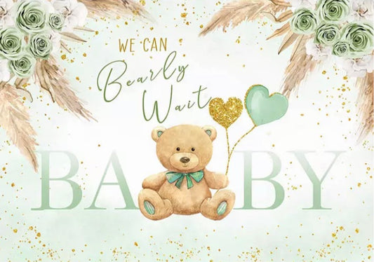 Green Bearly Heart Backdrop (Material: Vinyl)