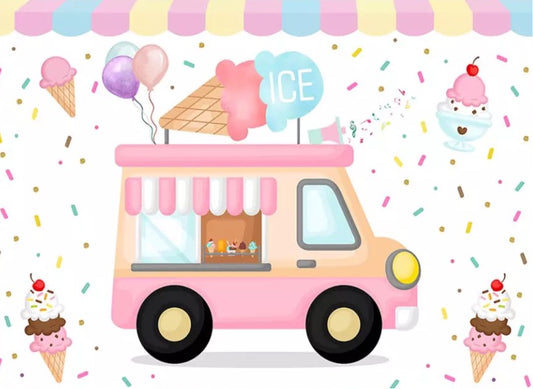 Ice Cream Truck Backdrop (Material: Vinyl)