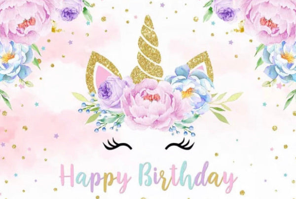 Cute Unicorn Backdrop (Material: Vinyl)