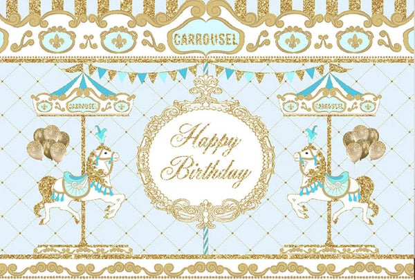 Blue Carrousel Backdrop (Material: Vinyl)