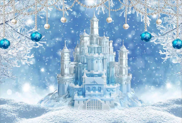 Blue Frozen Castle Backdrop (Material: Vinyl)