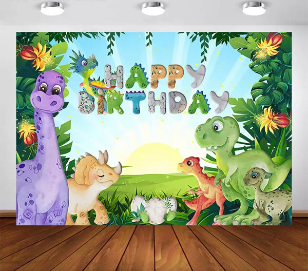 Dinosaur Birthday Backdrop (Material: Vinyl)