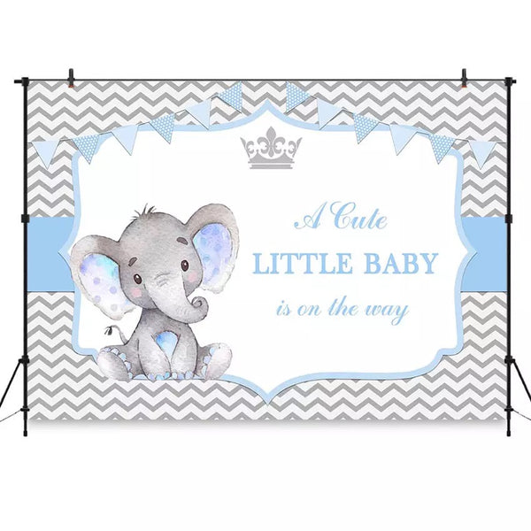 Baby Blue Elephant Backdrop (Material: Vinyl)
