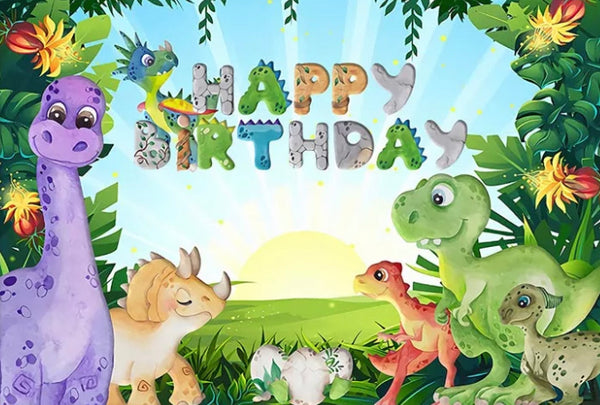 Dinosaur Birthday Backdrop (Material: Vinyl)