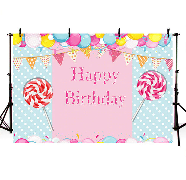 Candy Birthday Backdrop (Material: Vinyl)
