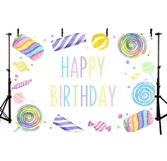 Happy Sweet Birthday Backdrop (Material: Vinyl)