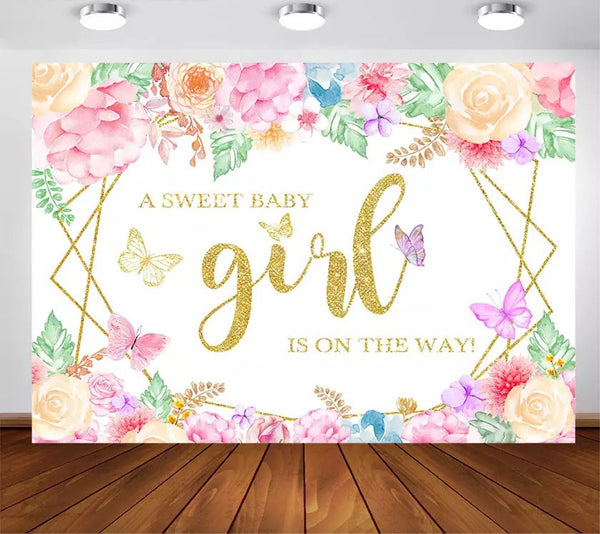 Baby Shower Butterfly Backdrop (Material: Vinyl)