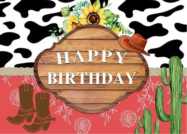 Cowboy Party Backdrop (Material: Vinyl)