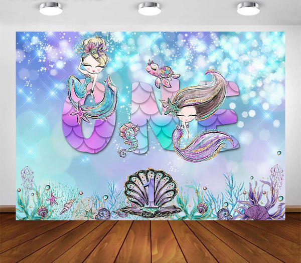 Cute Mermaid Backdrop (Material: Vinyl)