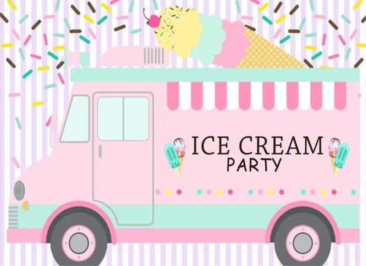 Ice Cream Party Backdrop (Material: Vinyl)