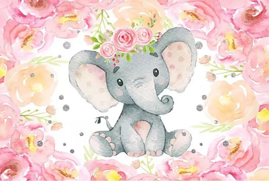 Pink Elephant Backdrop (Material: Vinyl)