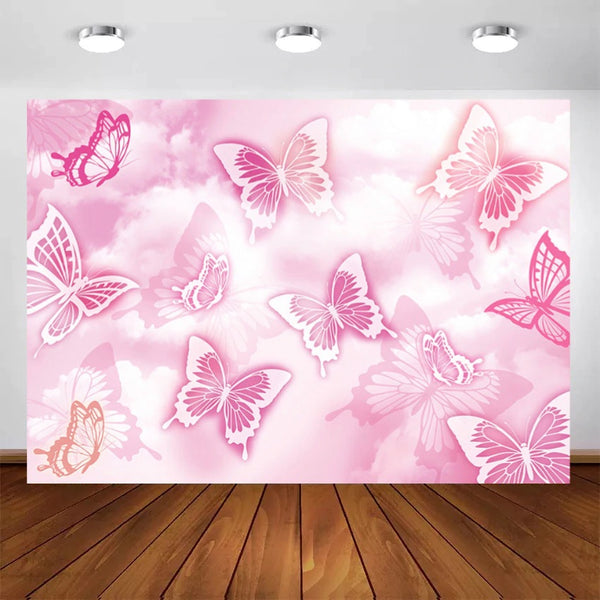 Butterfly in Pink Butterfly Backdrop (Material: Vinyl)