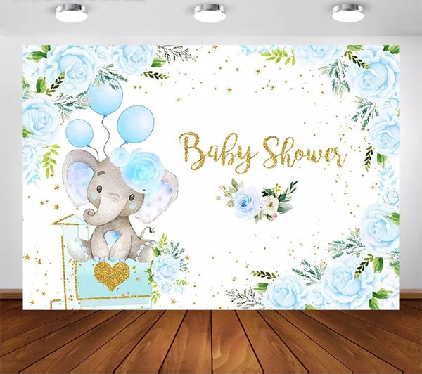 Baby Cute Elephant Backdrop (Material: Vinyl)
