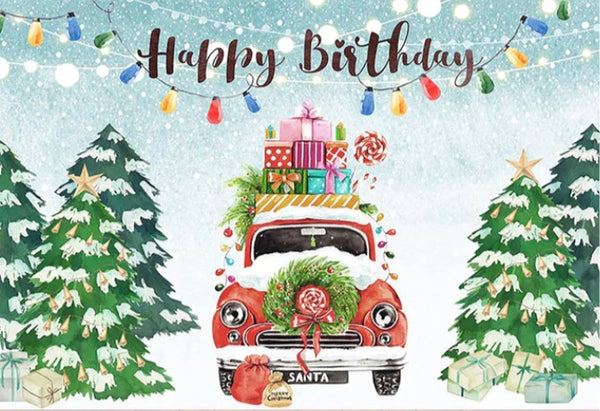 Birthday in Christmas Backdrop (Material: Vinyl)