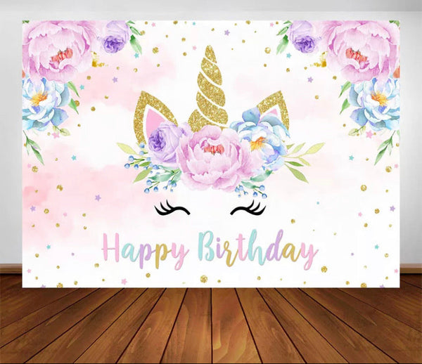 Cute Unicorn Backdrop (Material: Vinyl)
