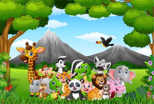 Jungle & Friends Backdrop (Material: Vinyl)