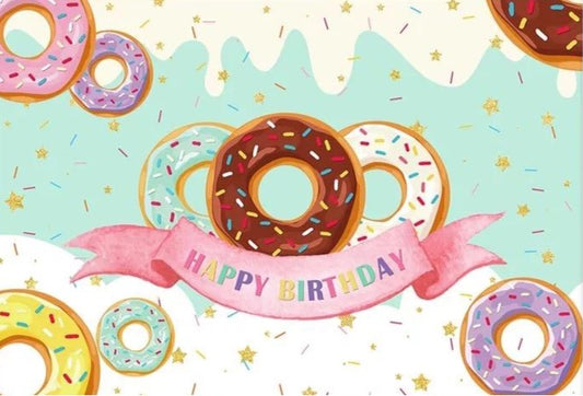 Happy Donut Celebration Backdrop (Material: Vinyl)