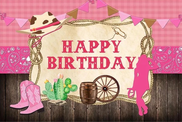 Cowboy in Pink Backdrop (Material: Vinyl)