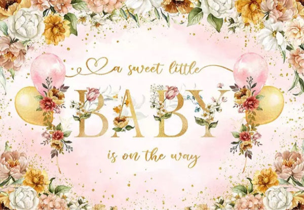 Cute Baby Shower Backdrop (Material: Vinyl)