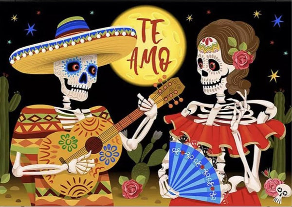 Day of the Dead - Te Amo Backdrop (Material: Vinyl)