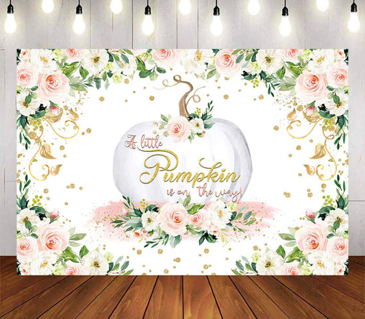 Gold Pumpkin on its way Backdrop (Material: Vinyl)
