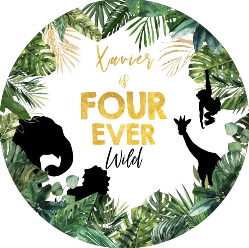 In the Jungle (Black) Round Backdrop (Material: Polyester)