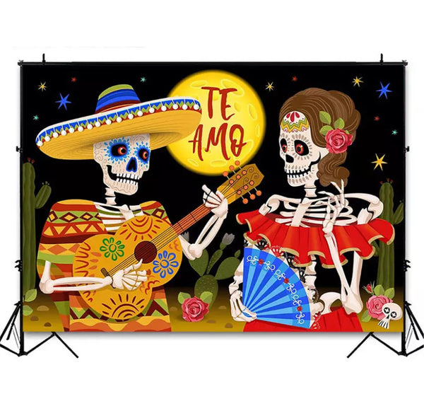 Day of the Dead - Te Amo Backdrop (Material: Vinyl)