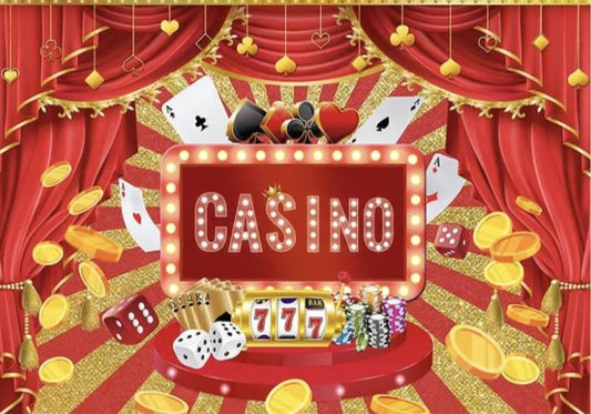 Golden Casino Celebration Backdrop (Material: Vinyl)
