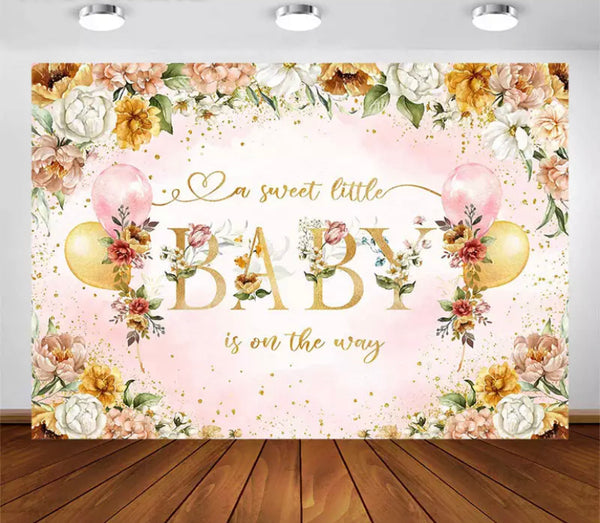 Cute Baby Shower Backdrop (Material: Vinyl)