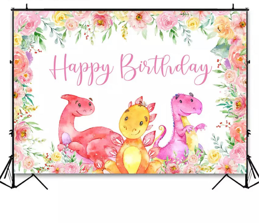 Pastel Dinosaurios Backdrop