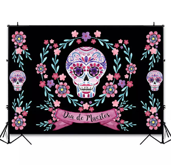 Day of the Dead with Flores Backdrop (Material: Vinyl)