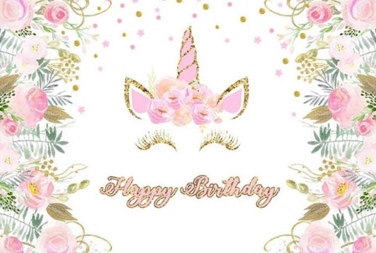 Happy Unicorn Backdrop (Material: Vinyl)