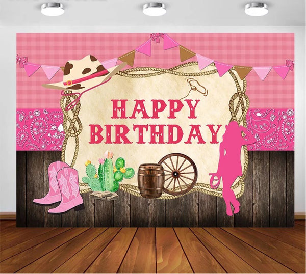 Cowboy in Pink Backdrop (Material: Vinyl)