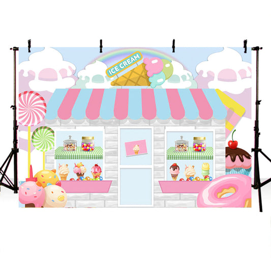 Sweet IceCream-Shoppe Backdrop (Material: Vinyl)
