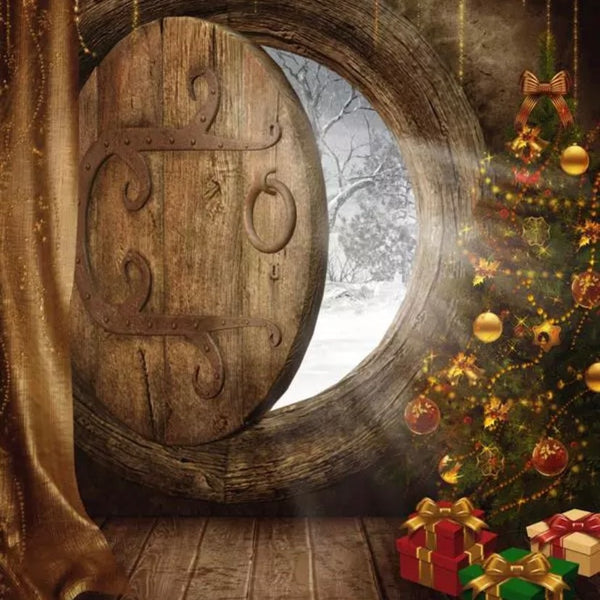 Christmas Door Backdrop (Material: Microfiber)