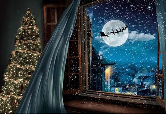 Christmas with Santa Backdrop (Material: Vinyl)