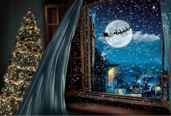 Christmas with Santa Backdrop (Material: Vinyl)