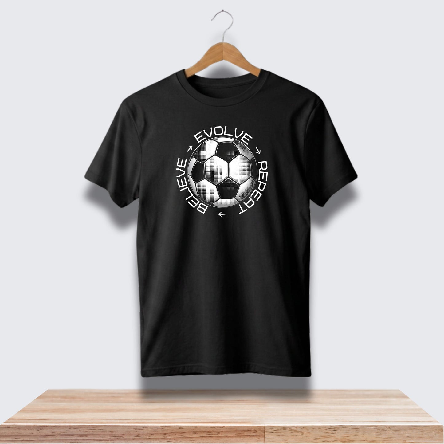 Believe Evolve Repeat Soccer T-Shirt (Unisex)