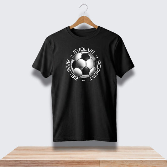 Believe Evolve Repeat Soccer T-Shirt (Unisex)