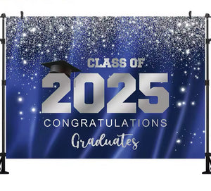 In Light Blue Graduation Backdrop (Material: Vinyl)