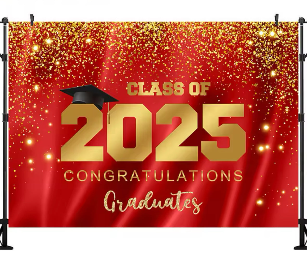 In Red Graduation Backdrop (Material: Vinyl)