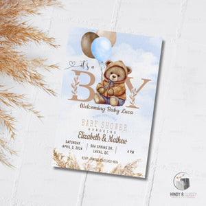 BLUE Bear Invitation (Template, MockUp y/o Video Tutorial)