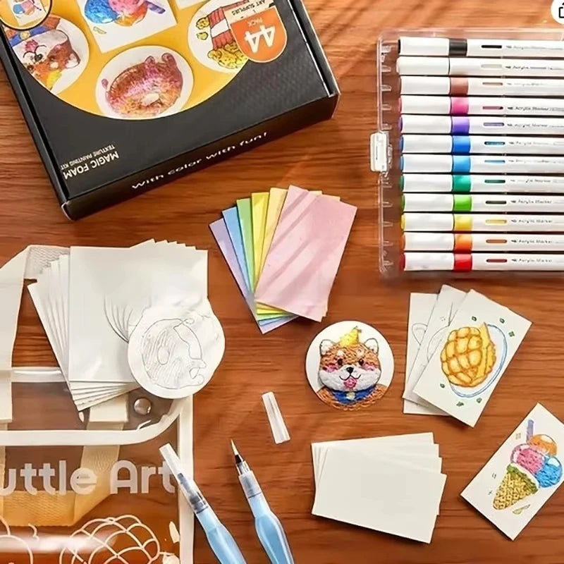 3D Magic Puffy Foam Texture Painting Paper Kit