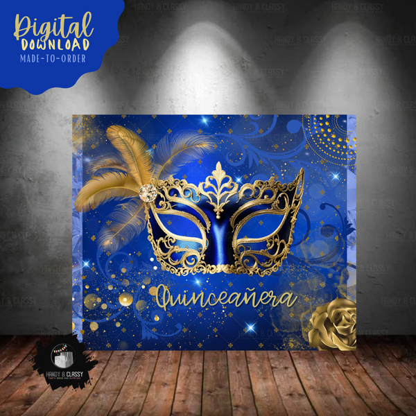 Masquerade Royal Blue & Gold Design (Digital File)