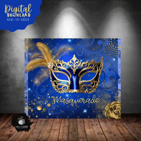 Masquerade Royal Blue & Gold Design (Digital File)